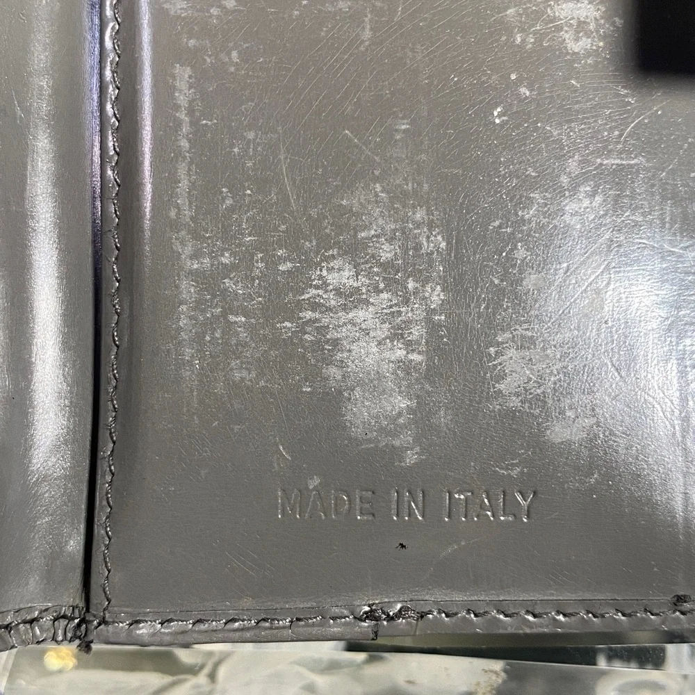 Authentic Prada Grey Shiny Leather Wallet
